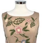 Sundance Peony Floral Embroidered Sleeveless Dress Beige Green Pink Size 8 Photo 2
