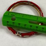Clamper Style Bracelet Red Color Flower Pattern Accent Multicolor Enamel Painted Photo 5
