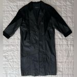 Vintage Pelle Black Embossed Suede Patchwork Leather Long Trench Coat Photo 0