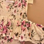 Anthropologie Potter’s Pot Floral Cold Shoulder Mesh Dress Cream Pink Small Photo 3