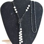 Source Unknown Vintage Chic Black Beaded Faux Pearl 46 inch Tie Statement Necklace Photo 0