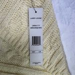 Larry Levine  Cream Cable Knit Shawl Wrap Ruana Asymmetric Neckline Cottagecore Photo 5