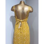 Forever 21 Women's Mustard Yellow Spotted Print Slit Maxi Dress Size S Photo 5