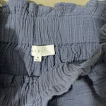 MARBLE medium High Waist Navy cotton texture paper bag Shorts Blue Photo 2