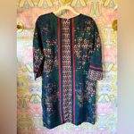 Vilagallo Green red Print silk long sleeve midi dress Size 42 Photo 4