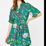 Bershka Kelly green floral tie front shirt dress Photo 0
