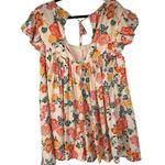 Storia Multi Floral Babydoll Style Pocketed Flutter Sleeve Romper Sz XL Women’s Photo 2