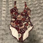 Anne cole Size 10 20M0033 Wine Floral Print Boho Flattering One Piece Swimsuit Photo 6
