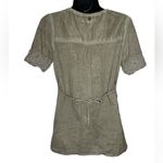 prAna Organic cotton scoop neck crochet short sleeve tie back lightweight boho shirt Photo 1