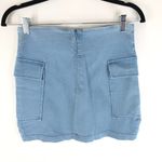 Jealous Tomato  Mini Skirt Denim Lace Up Cargo Pockets Light Wash Size S Photo 1
