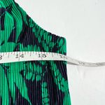 Banana Republic SL Print Pleat Tank Top XS Navy Green Tropical Leaf Print Photo 7