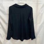 EXPRESS women's black Portofino collared button sheer lightweight v-neck shirt M Photo 7