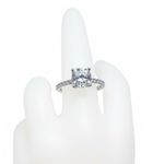 Elegant Solid Silver Cushion Cut 1.0ct Moissanite Ring Photo 3