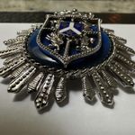 Vintage Signed Coro Blue & Silver Tone Coat Of Arms Crest Brooch Pin Photo 4