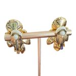 Vintage 80's Multicolor Rhinestone Pearl Costume Earrings Runway Glam Fashion Gold Photo 3