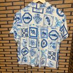 Jane and Delancey  Blue And White Button Down Shirt Size Small Photo 1