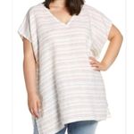 Eileen Fisher Organic Linen Tunic Top XL Striped Poncho Kaftan Beach Coastalcore Photo 1