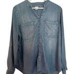 Chico's Tencel Lyocell denim button front long sleeve blouse 2 Photo 0