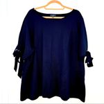 The Limited  Navy Blue Short Sleeve W/ Silver Grommets And Ties Top Blouse Photo 2