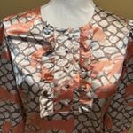 BCBG MAXAZRIA womens Small LOBSTER blouse Vacation Ocean Beach Nautical RUFFLE Photo 2