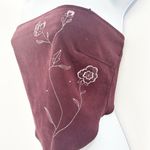 XOXO Womens Y2K Faux Suede Boho Festival Embroidered Floral Crop Tube Top Size S Photo 1