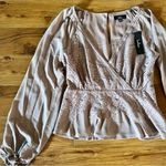 Lulus Loving Arms Taupe Lace Long Sleeve Peplum Top New Medium Photo 11