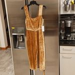 Reformation 💕💕 Emira Velvet Dress ~ Gold 2 NWT Photo 10