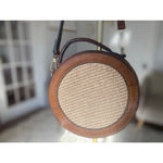 Pratesi Firenze Round Woven Straw Leather Crossbody Bag Italian Made Quiet Luxe Brown Photo 1