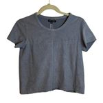 William B  BLUE FAUX SUEDE SHORT SLEEVE TOP Photo 0
