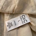 C&C California NWT  Size L Tan Blue Paisley Smocked Tank Top Bows Boho Peasant Photo 12