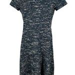 Talbots Tweed Fit & Flare Short Sleeve Crew Neck Dress Womens 10P Teal Black New Photo 0