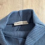 Zenana Outfitters Women’s Blue Waffle Knit Mock Neck Lounge Top Sz L Photo 3