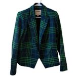L'Agence Brooke Double Breasted Cropped Blazer in Jewel Green Multi Plaid Sz 4 Photo 1