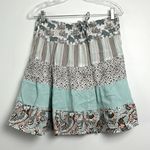 Columbia Cotton Gauze Short Full Skirt Multi-Pattern Blue Brown Size M Photo 0