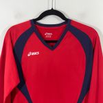 ASICS Women Red & Navy V-neck Athletic Performance Long Sleeve Top Size L Photo 1