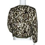 J Crew Jacket Womens Large Brown Green Cheetah Leopard Quilted Granny Grandma Photo 3