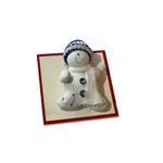 Handmade Snowman With Scarf Christmas Brooch Pin With Knitted Hat Holiday Blue Photo 1