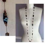 Brown and blue lampwork beads and square beads on a long chic necklace Photo 1