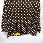 Susan Graver  Large Jacket Brown White Polka Dot Blazer Yellow Lined‎ Ruched 1198 Photo 9