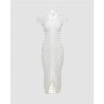 White Bodycon Midi Dress Mock Neck‎ Short Sleeve Party Cocktail Clubwear size S Photo 1