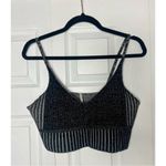 Urban Outfitters Out From Under Black Dark Grey Ribbed Knit V-Neck Crop Top Bralette Size Large Photo 2