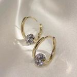 18K Gold Plated CZ Diamond Hoop Earrings for Women Photo 2