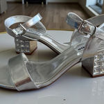 Dune London  Silver Jeweled Heels Sandals Size 38 / US 7 Photo 0
