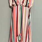 Bailey blue Multicolor Striped Sleeveless High Low Dress with Ruffle Size XL Photo 0