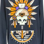Squalo Día de los Muertos Long Sleeve Tee Black Medium Skull Aztec Graphic Photo 5