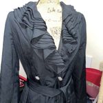 Elie Tahari Sz M Medium  Black Trench coat With‎ Rhinestone Button Detail Photo 4
