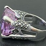 Amethyst Vintage Purple & Marcasite 925 Sterling Silver 16mm Cocktail Ring Sz 8 Photo 9