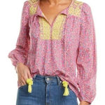 J.Crew J..Crew Starina Floral Embroidered Tassel Peasant Tunic Top Pink Size Small Photo 0