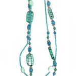 Ocean blue glass beaded double wrap necklace Photo 33