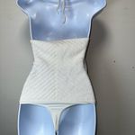 Intermix  White Crochet Halter‎ Tie Neck Bodysuit EUC Size S Photo 3
